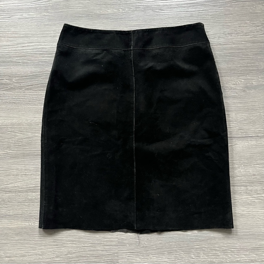 Express Black Suede Leather Knee-Length Skirt